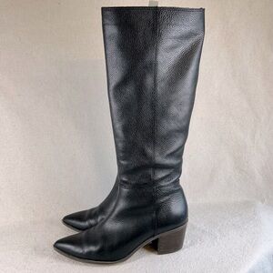 Franco Sarto 'Shane' Leather Medium-Heel Boots in Black - size 7.5